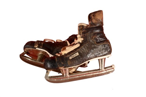 Dave Schultzs 1975 Philadelphia Flyers Stanley Cup Worn and Signed Hockey Skates